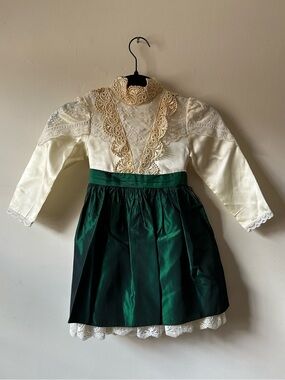 Vintage Jessica McClintock Gunne Sax Holiday Dress 4T Green Christmas